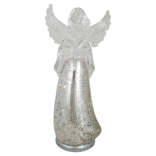 13" Lighted Angel Holding a Star Christmas Tabletop Figurine By Northlight in Silver | 13" x 4" x 4" | Michaels®
